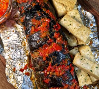 Grilled Tilapia or Catfish with Roasted Plantain/Yam