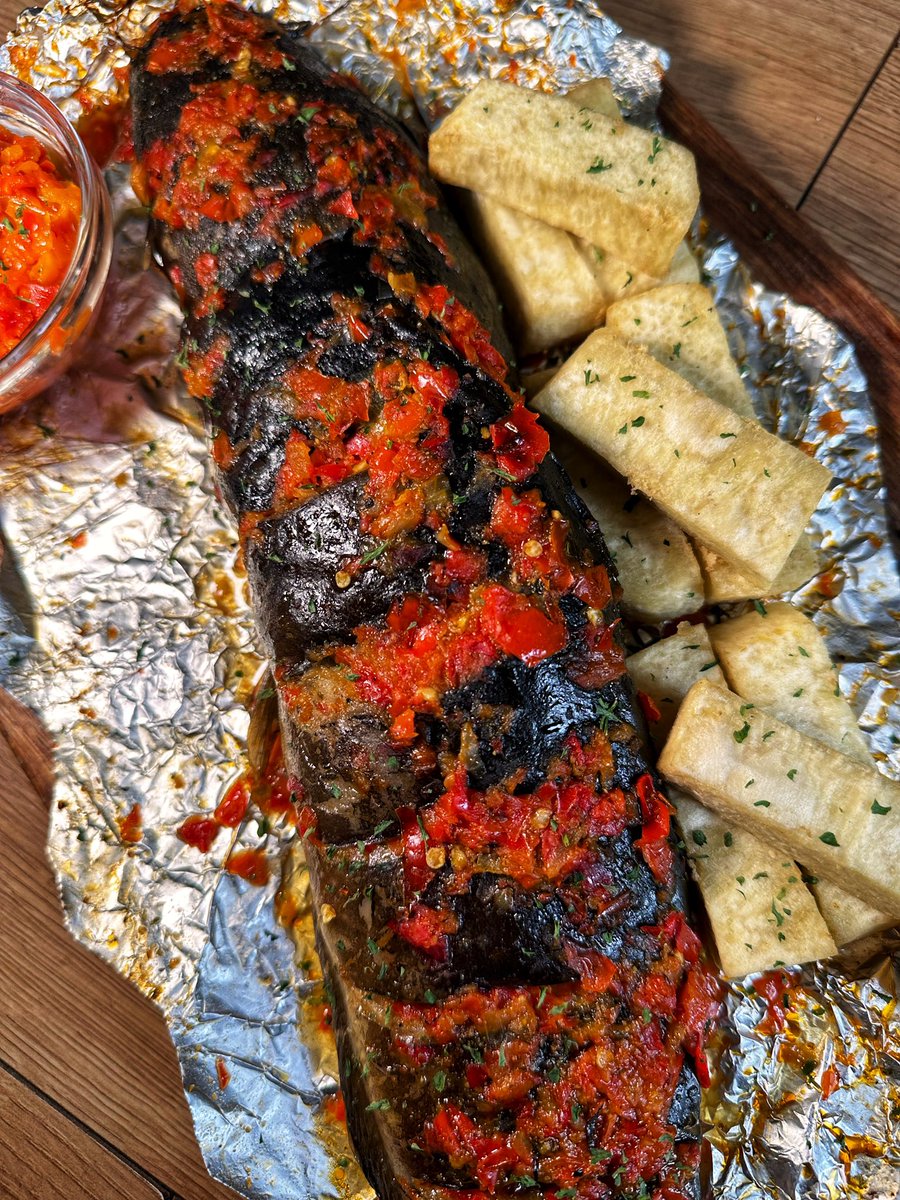 Grilled Tilapia or Catfish with Roasted Plantain/Yam